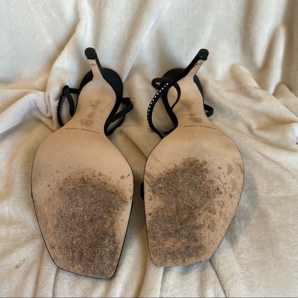 Martinez Valero Black Strappy Heels with Diamond Accents EUC Size 10 - Picture 4 of 4